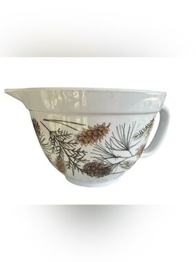NWT Stonewall Kitchen Woodland Pinecone Mixing Batter Bowl Rustic Cabin Decor